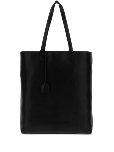 Saint Laurent Leather Tote Bag In Black