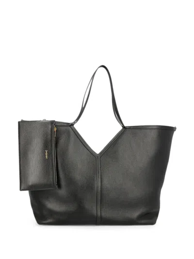 Saint Laurent Leather Tote Bag In Black