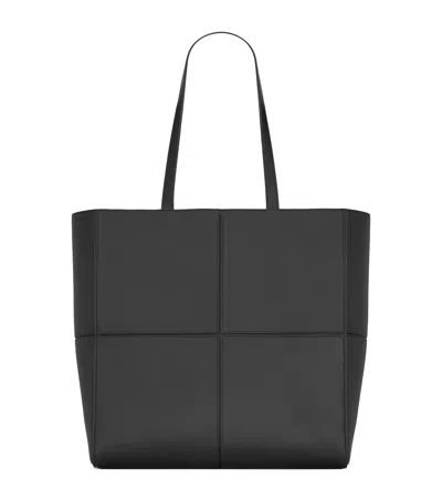 Saint Laurent Leather Tote Bag In Gray