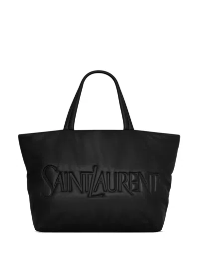 Saint Laurent Leather Tote In Black