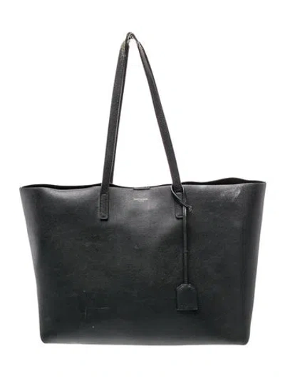 Pre-owned Saint Laurent Leather Tote Large In Black