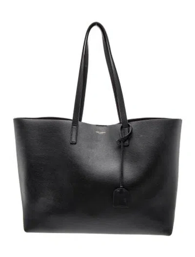 Pre-owned Saint Laurent Leather Tote Large In Black
