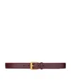 Saint Laurent Leather Trapezoid Belt In Burgundy