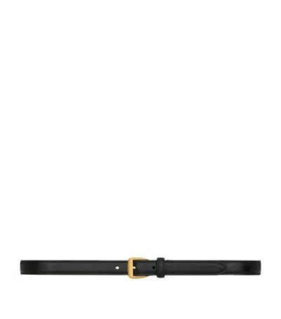 Saint Laurent Leather Trapezoid Buckle Belt In Black
