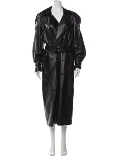 Pre-owned Saint Laurent Leather Trench Coat In Black