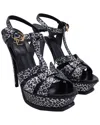 Saint Laurent Tribute Platform Leather Sandal In Black