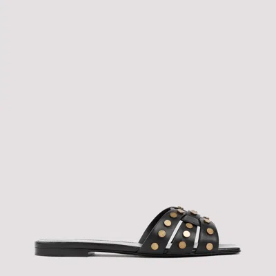 Saint Laurent Leather Tribute Sandals In Black