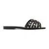 Saint Laurent Tribute Studded Leather Flat Sandals In Black