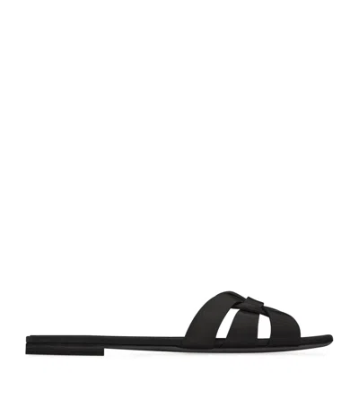 Saint Laurent Leather Tribute Slides In Black
