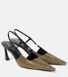 SAINT LAURENT ANDREE EMBELLISHED SATIN SLINGBACK PUMPS