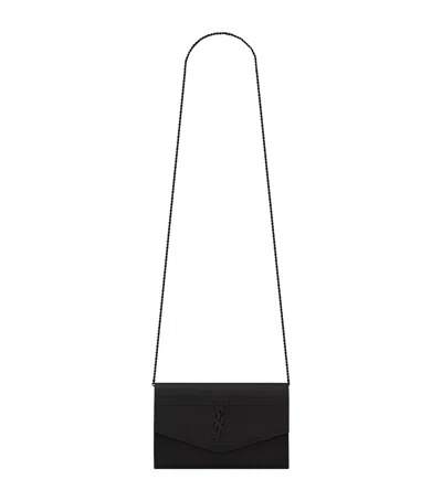 Saint Laurent Leather Uptown Chain Wallet In Black