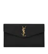 Saint Laurent Leather Uptown Clutch Bag In Black