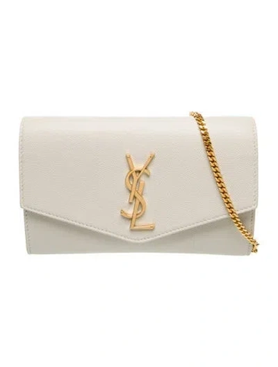 Pre-owned Saint Laurent Leather Uptown In Neutral