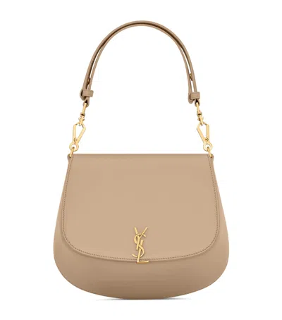 Saint Laurent Leather Voltaire Top-handle Bag In Beige