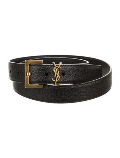 Pre-owned Saint Laurent Leather Waist Belt In Black