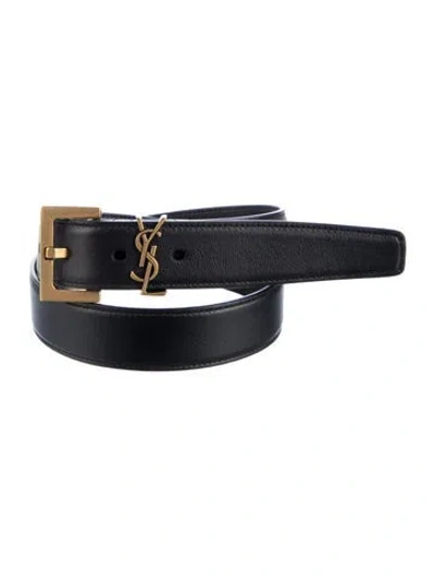 Pre-owned Saint Laurent Leather Waist Belt In Black