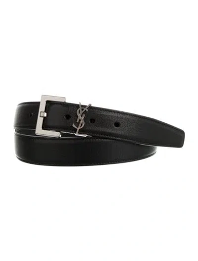 Pre-owned Saint Laurent Leather Waist Belt In Black