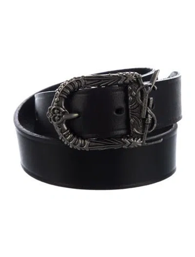 Pre-owned Saint Laurent Leather Waist Belt In Black
