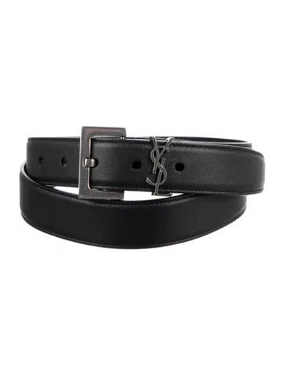 Pre-owned Saint Laurent Leather Waist Belt In Black