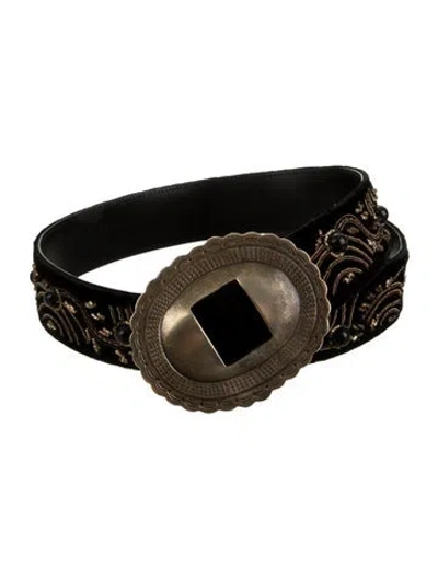 Pre-owned Saint Laurent Leather Waist Belt In Black