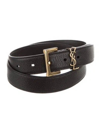 Pre-owned Saint Laurent Leather Waist Belt In Black