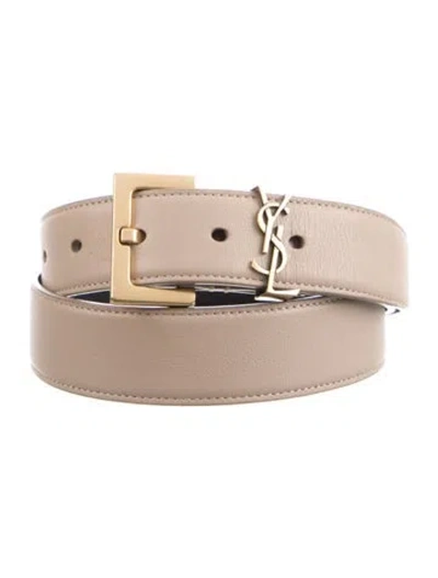 Pre-owned Saint Laurent Leather Waist Belt In Neutrals