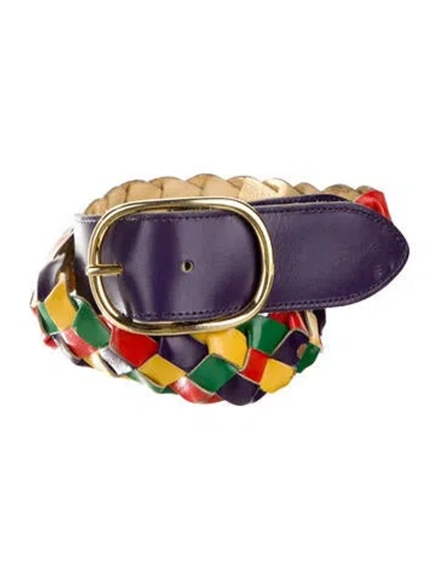 Pre-owned Saint Laurent Leather Waist Belt In Purple