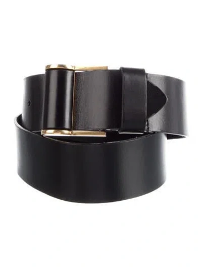 Pre-owned Saint Laurent Leather Waist Belt W/ Tags In Black
