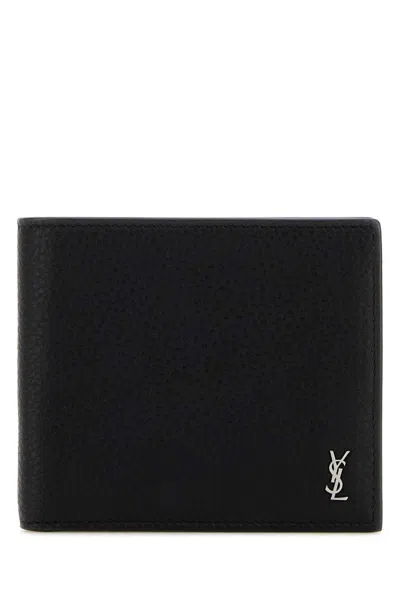 Saint Laurent Leather Wallet 11cm X 9cm X 2cm In Black
