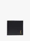 Saint Laurent Compact Leather Wallet With Interlocking Ysl Logo In Black