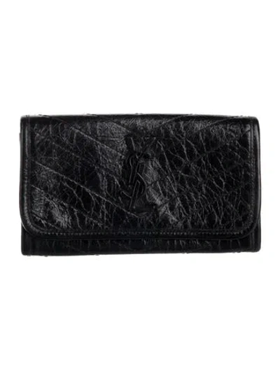 Pre-owned Saint Laurent Leather Wallet In Black