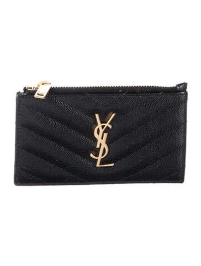 Pre-owned Saint Laurent Leather Wallet In Black