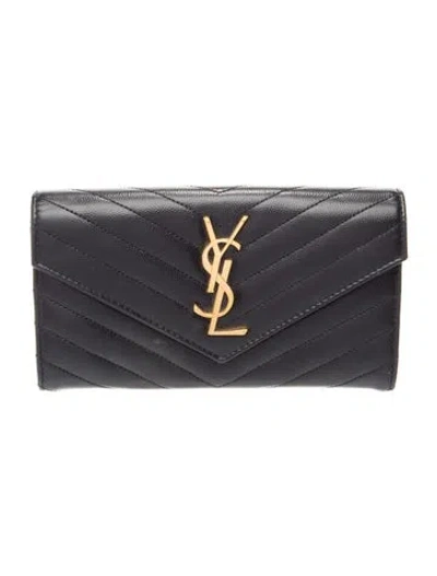 Pre-owned Saint Laurent Leather Wallet In Black
