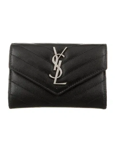 Pre-owned Saint Laurent Leather Wallet In Black