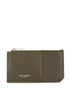 Saint Laurent Zipper Card Bag In Green