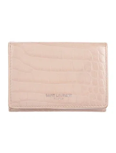 Pre-owned Saint Laurent Leather Wallet In Neutral