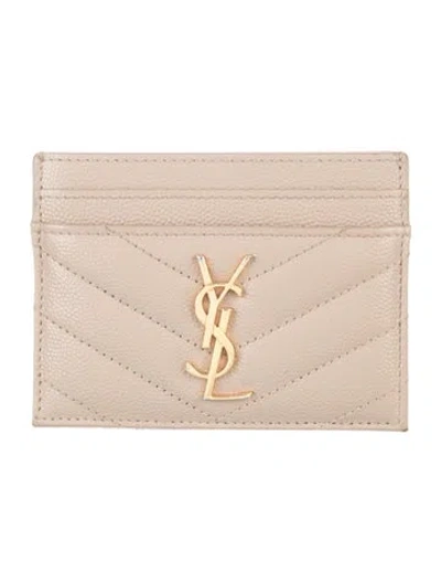 Pre-owned Saint Laurent Leather Wallet In Neutral
