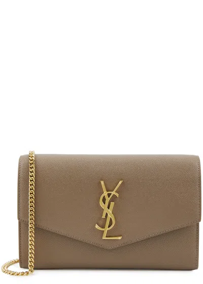 Saint Laurent Leather Wallet-on-chain, Wallet Bag, Taupe, Leather