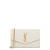 Saint Laurent Leather Wallet-on-chain, Wallet Bag, White, Leather In White