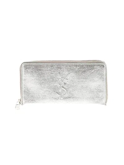 Pre-owned Saint Laurent Leather Wallet In Silver