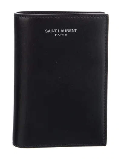 Pre-owned Saint Laurent Leather Wallet W/ Tags In Black