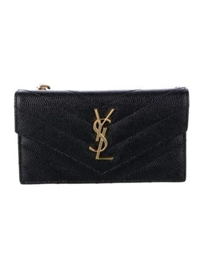 Pre-owned Saint Laurent Leather Wallet W/ Tags In Black