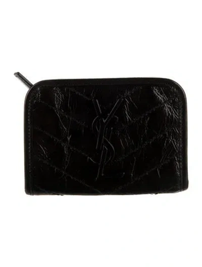 Pre-owned Saint Laurent Leather Wallet W/ Tags In Black