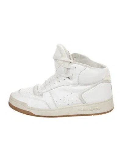 Pre-owned Saint Laurent Leather Wedge Sneakers In White