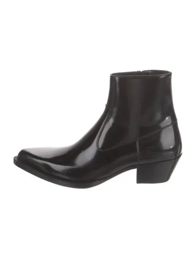 Pre-owned Saint Laurent Leather Western Boots In Black
