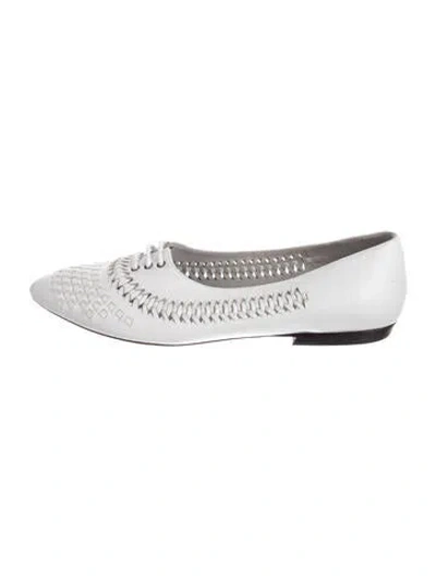 Pre-owned Saint Laurent Leather Whipstitch Trim Ballet Flats In White