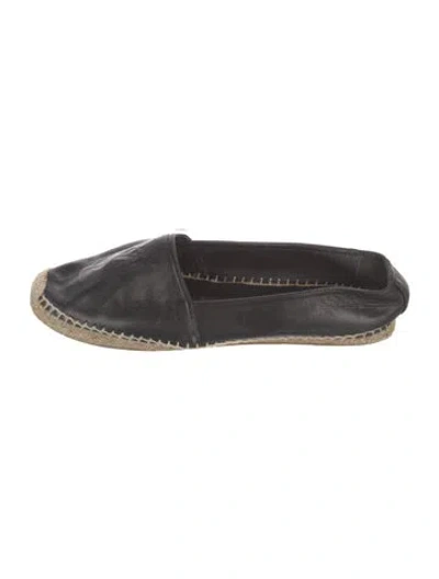 Pre-owned Saint Laurent Leather Whipstitch Trim Espadrilles In Black