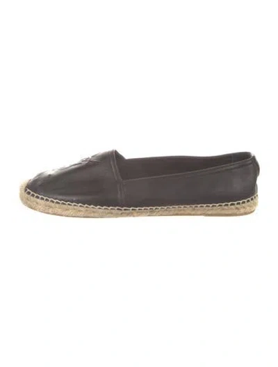 Pre-owned Saint Laurent Leather Whipstitch Trim Espadrilles In Brown