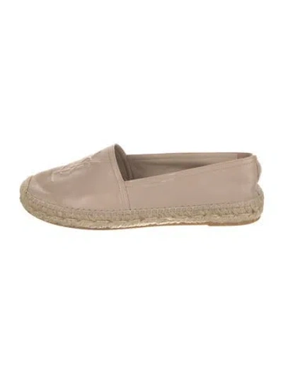 Pre-owned Saint Laurent Leather Whipstitch Trim Espadrilles In Neutral