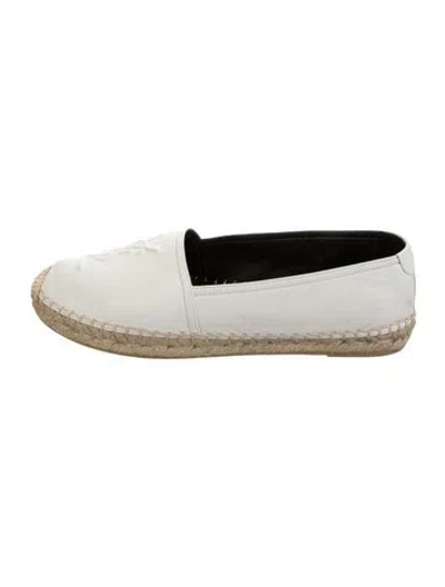 Pre-owned Saint Laurent Leather Whipstitch Trim Espadrilles In Neutrals